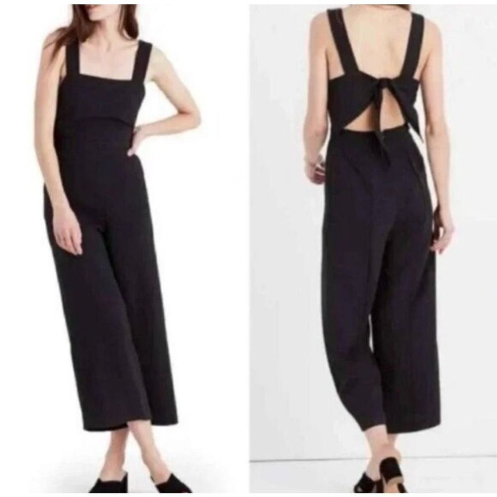 Madewell Womens Bow Back Jumpsuit Wide Leg‎ Black size 2